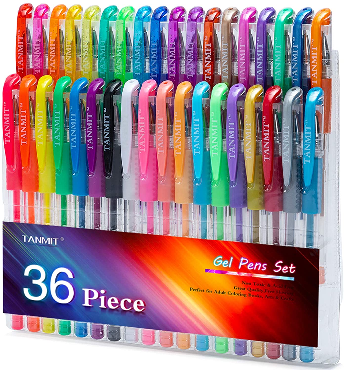 Tanmit Gel Pens Set Colored Pen Fine Point Art Marker Pen 36 Unique Colors  - Doha Stationery