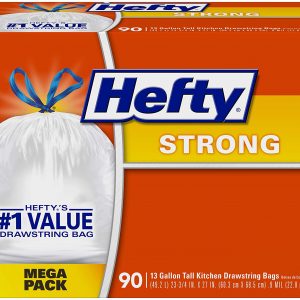 Hefty Strong Tall Kitchen Trash Bags, White